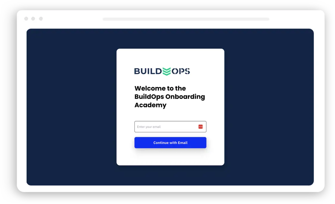 Screenshot of Buildops’s academy login page