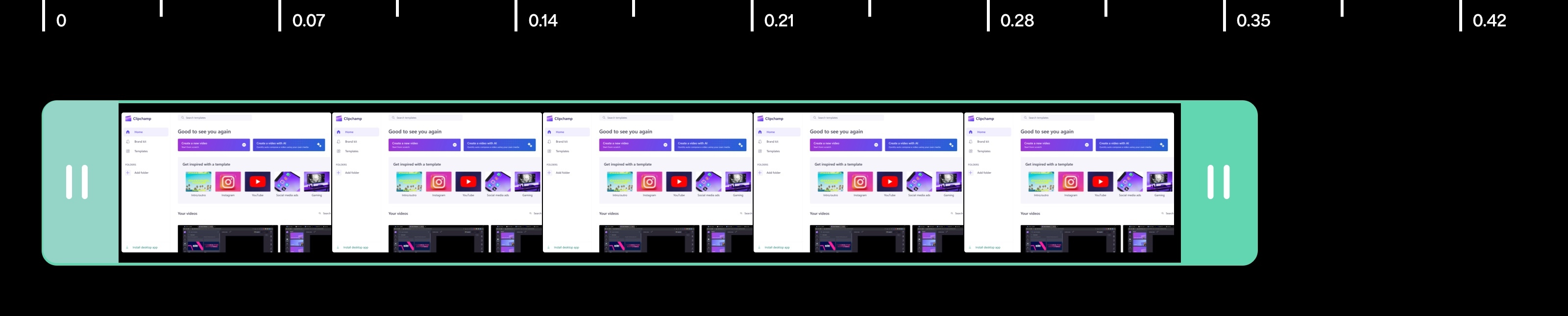 Screenshot of Clipchamp’s timeline editor
