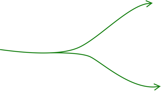 Illustration of a line splitting into two arrows