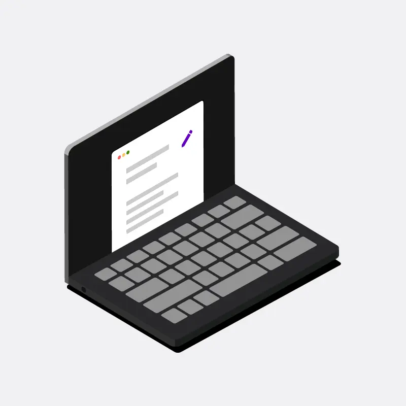 Illustration of a laptop with a document editor opened | Articulate 360 Alternative